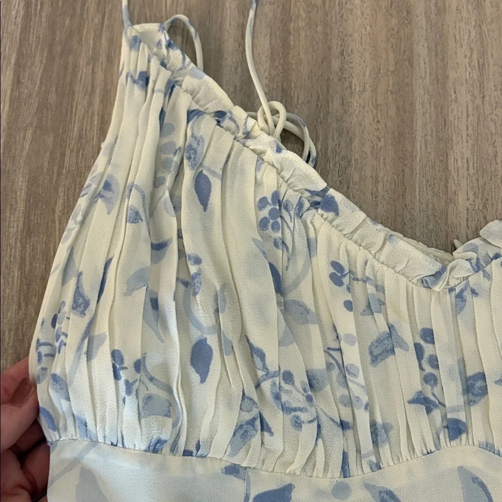 Reformation Embry Midi Dress in Laurel Blue and White Size 10 - Picture 7 of 12